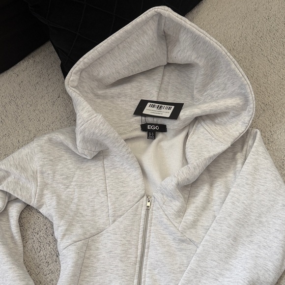 EGO White Long Sleeve Zip Front Hoodie Dress - Picture 3 of 4